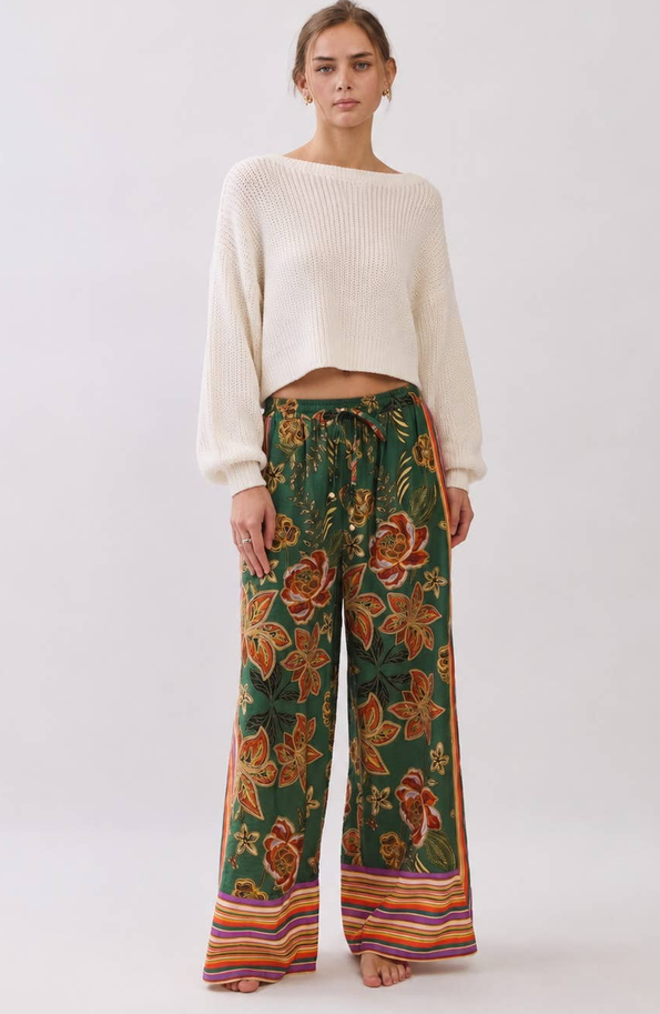 Oddi Wide Leg Border Print Pants