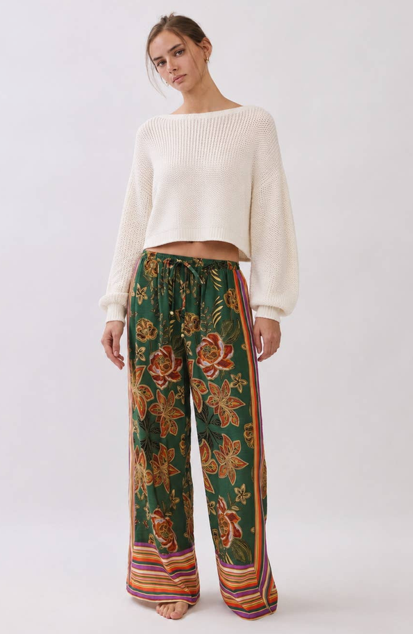 Oddi Wide Leg Border Print Pants