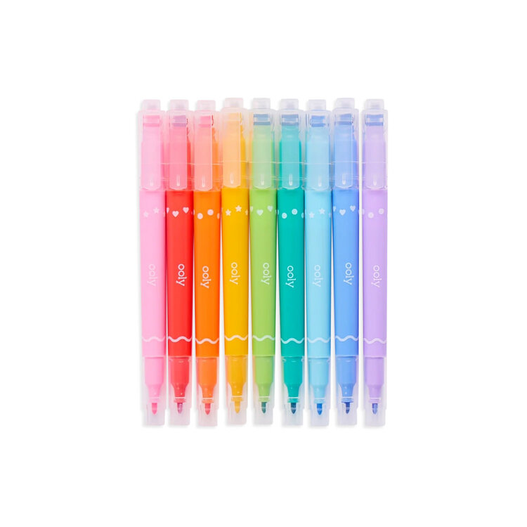 Ooly Ensemble de marqueurs Confetti (9) avec étampes