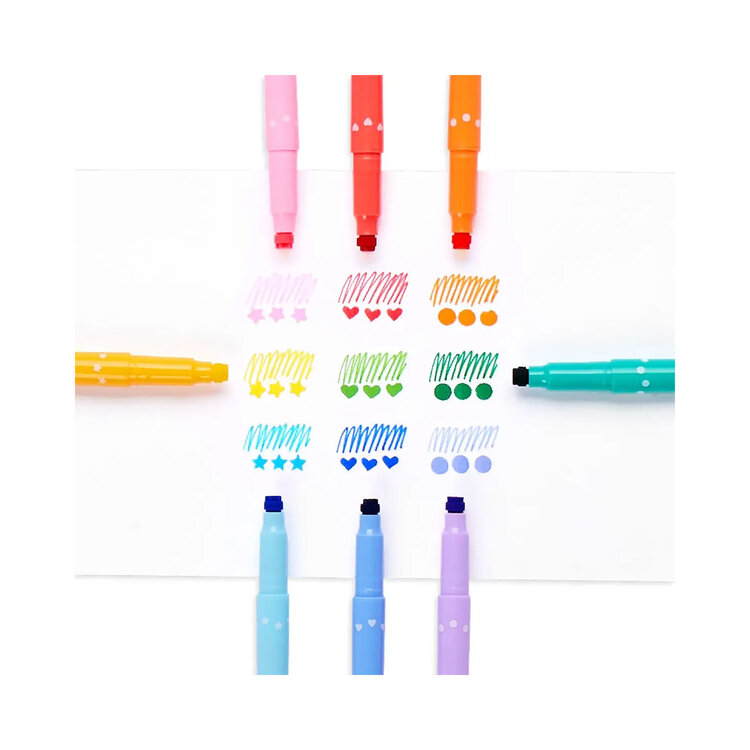 Ooly Ensemble de marqueurs Confetti (9) avec étampes