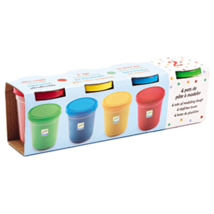 Djeco Pâte à modeler / 4 pots  / Couleurs primaires