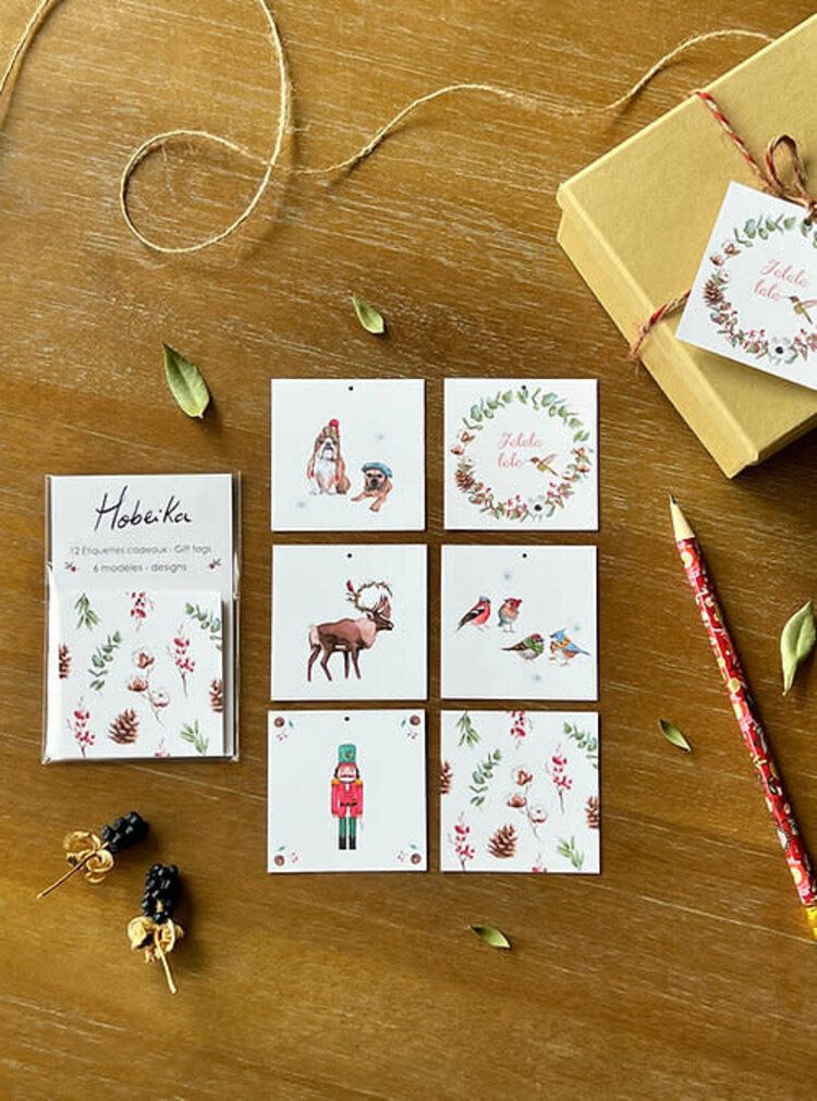 Hobeika Art Étiquettes cadeaux  de Noël x 12