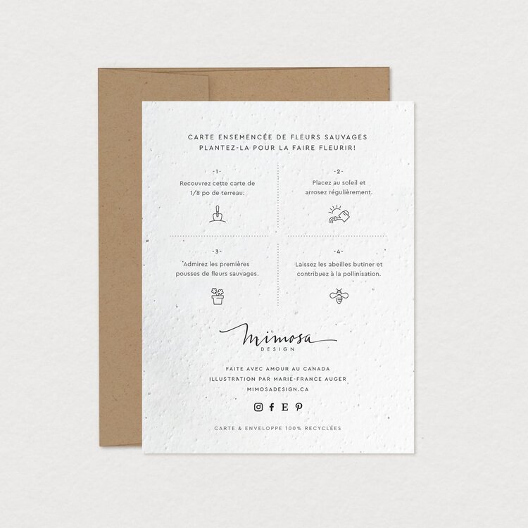 Mimosa Design Carte de souhaits  - Ensemencée - Bouquet