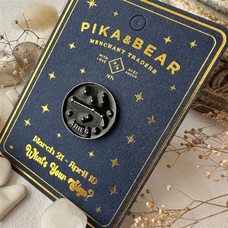 Pika & Bear Épinglette signe astrologique