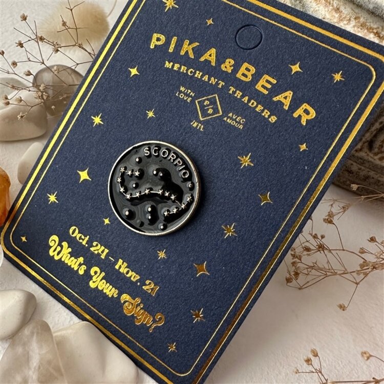 Pika & Bear Épinglette signe astrologique