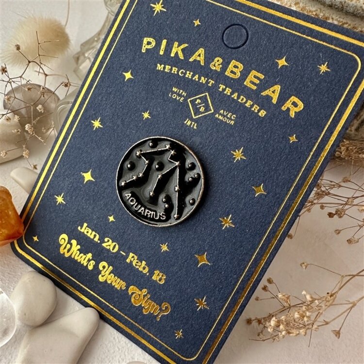 Pika & Bear Épinglette signe astrologique