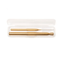 Kikkerland Paille réutilisable rétractable - ensemble de voyage - Cuivre