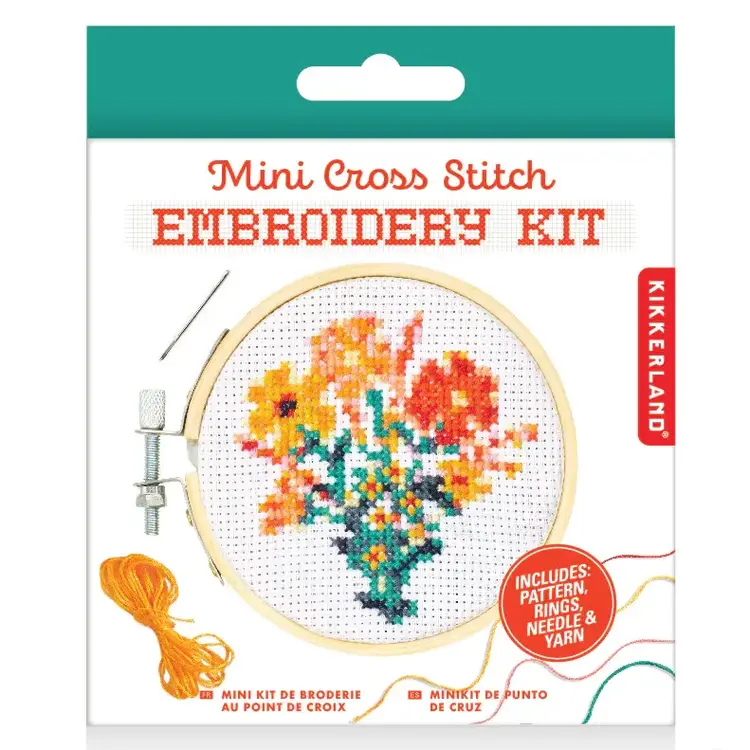 Kikkerland Kit de broderie au point de croix - Motif fleurs