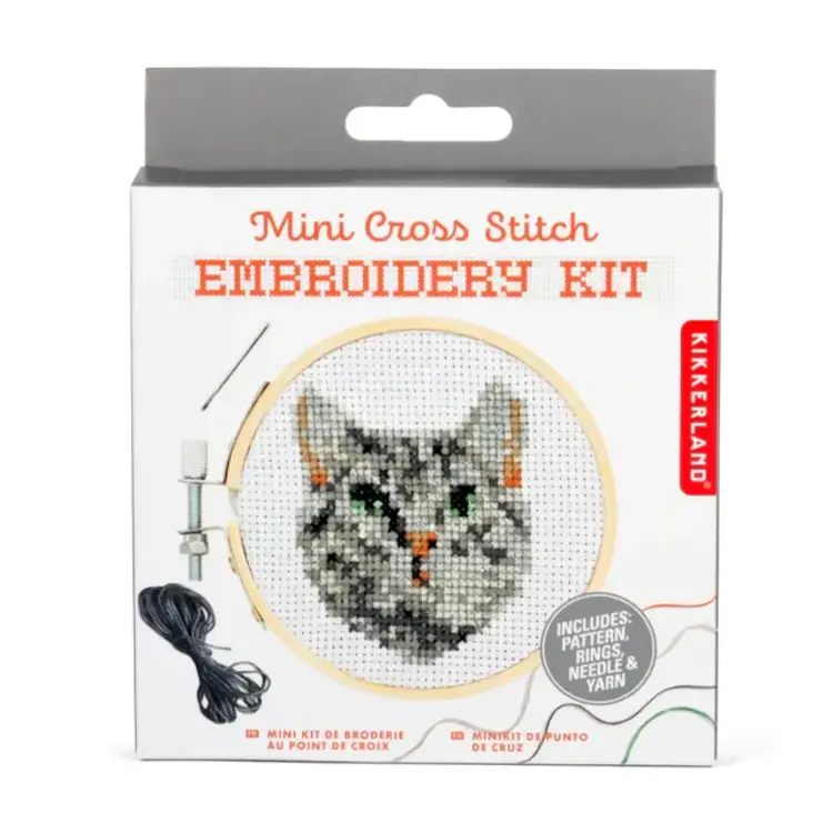 Kikkerland Kit de broderie au point de croix - Motif chat tigré