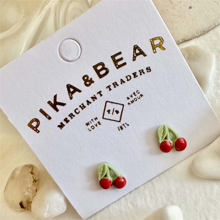 Pika & Bear Boucle d'oreilles - Pomona Cerise Porcelaine