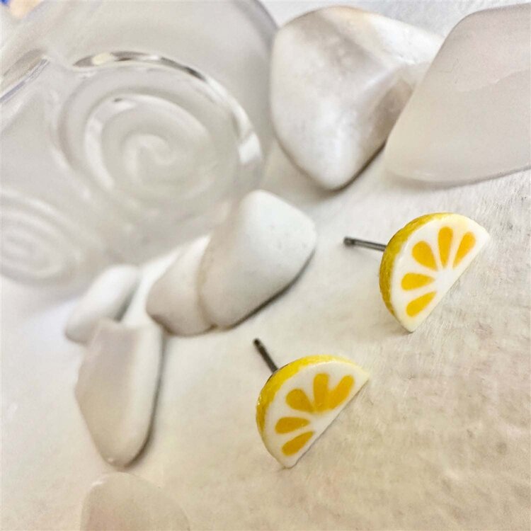 Pika & Bear Boucle d'oreilles - Limao Tranche Citron Porcelaine