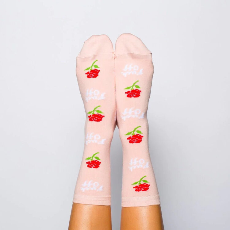 Yellow Owl Workshop Chaussettes femme - Fuck Off Rose