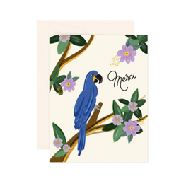 Paige &Willow Carte de souhaits -  Macaw Bleu Merci