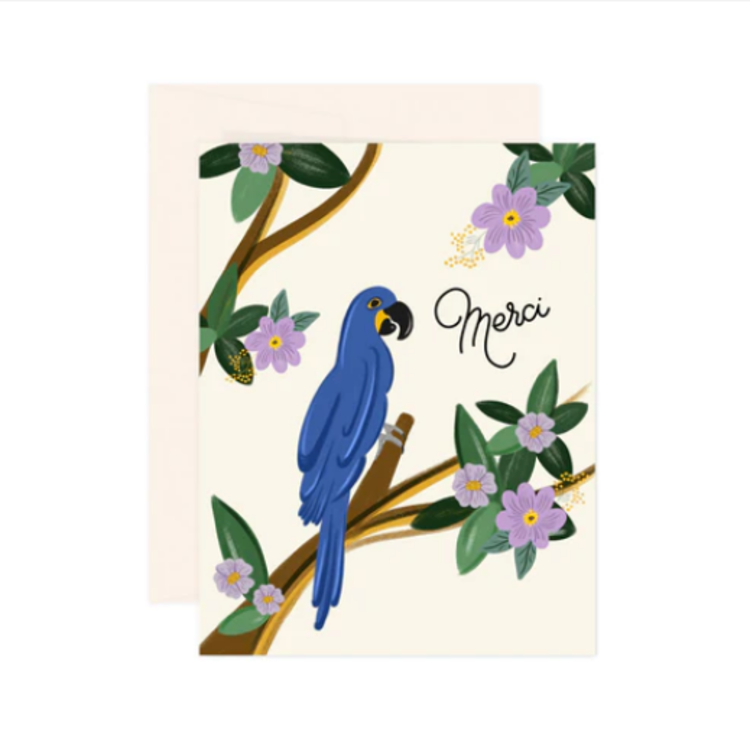 Paige &Willow Carte de souhaits -  Macaw Bleu Merci