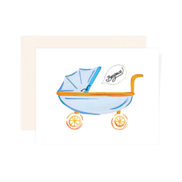 Paige &Willow Carte de souhaits - Poussette bleue