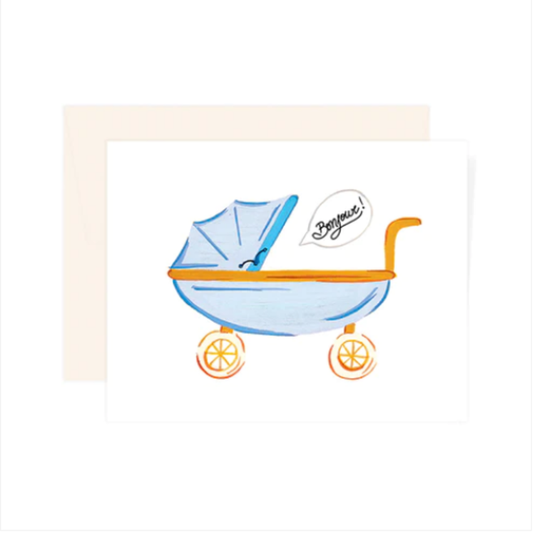 Paige &Willow Carte de souhaits - Poussette bleue
