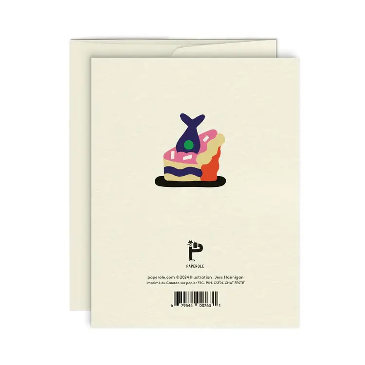 Paperole Carte de souhaits - CHAT FESTIF