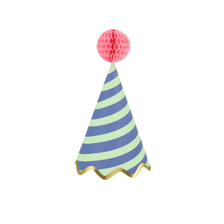 Meri Meri Chapeaux de fêtes à pompons - Rayé