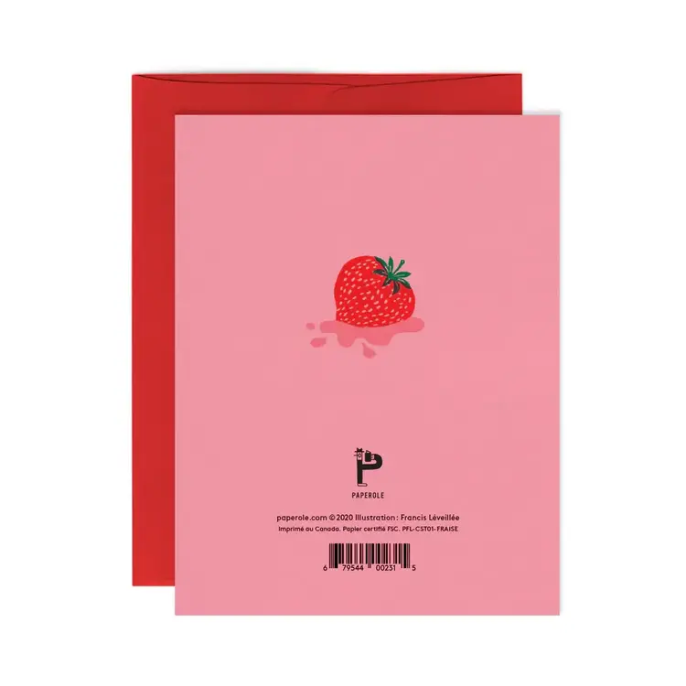 Paperole Carte de souhaits - J'AIME TA FRAISE