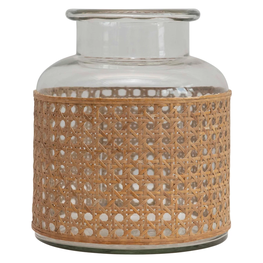 Bloomingville Petit vase en verre et rotin