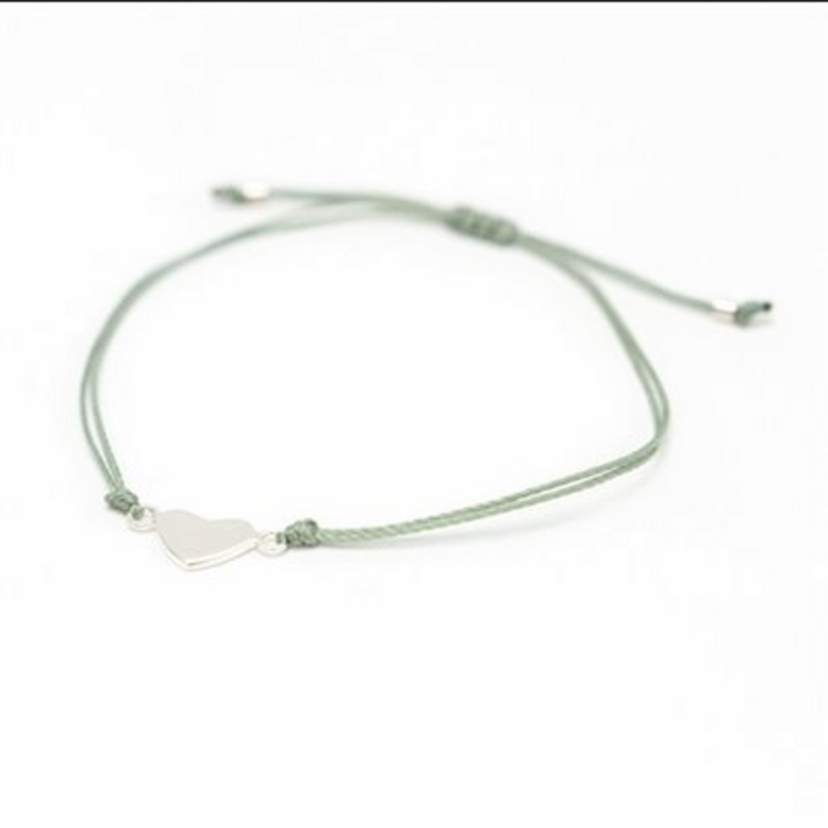 Si simple Bracelet - Heart - Argent - Sauge