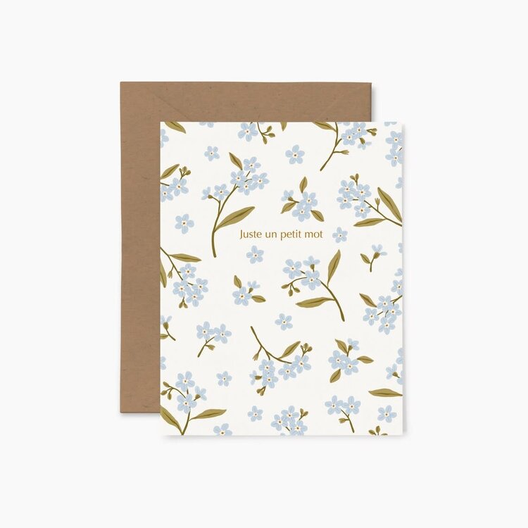 Papier Fleuri Co Carte de souhaits - Fleurs bleues - Juste un petit mot
