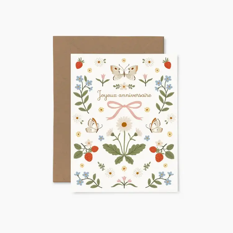 Papier Fleuri Co Carte de souhaits -  Coquette - Joyeux Anniversaire