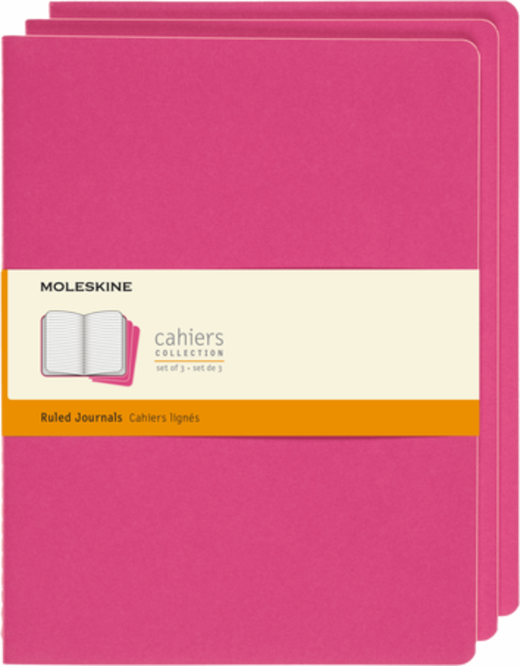 Moleskine Cahier Journal (X3) - Rose - Ligné - X-Large