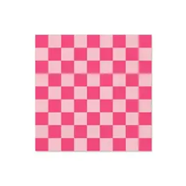 Bonjour Fête Grandes serviettes de table - Rose à carreaux