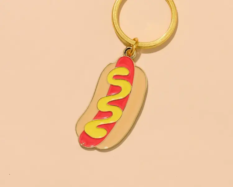 And Here We Are Porte-clés en émail - Hot Dog