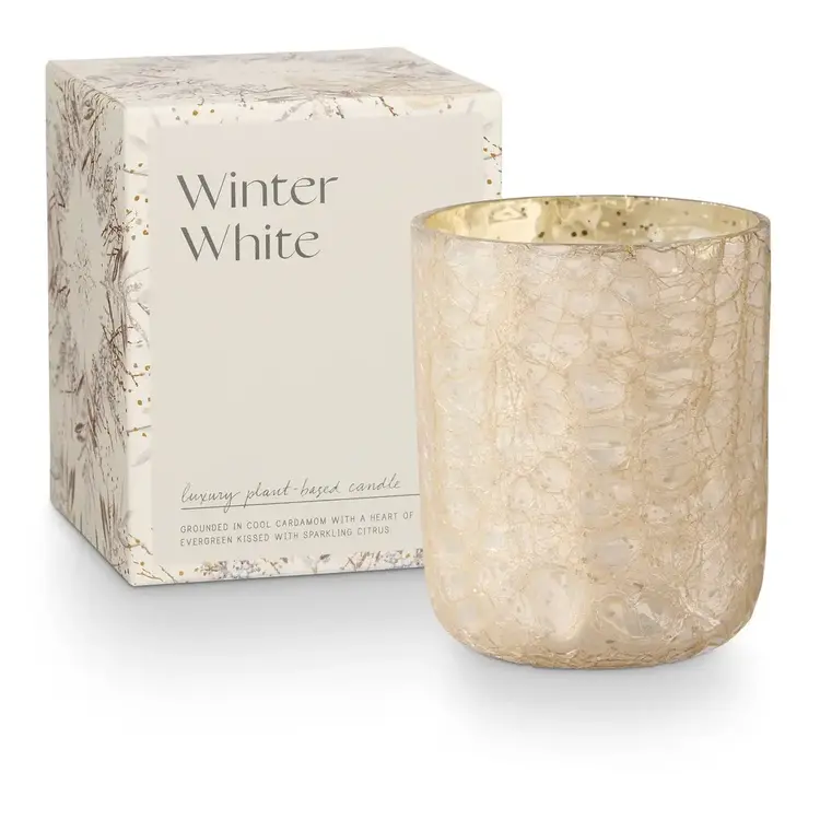 Illume Petite bougie en verre craquelé - Winter White