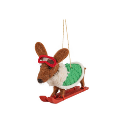 Silver Tree Ornement - Teckel sur skis