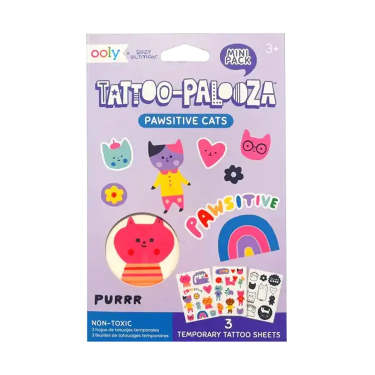 Ooly Ensemble de tatouages temporaires - Chats pawsitifs