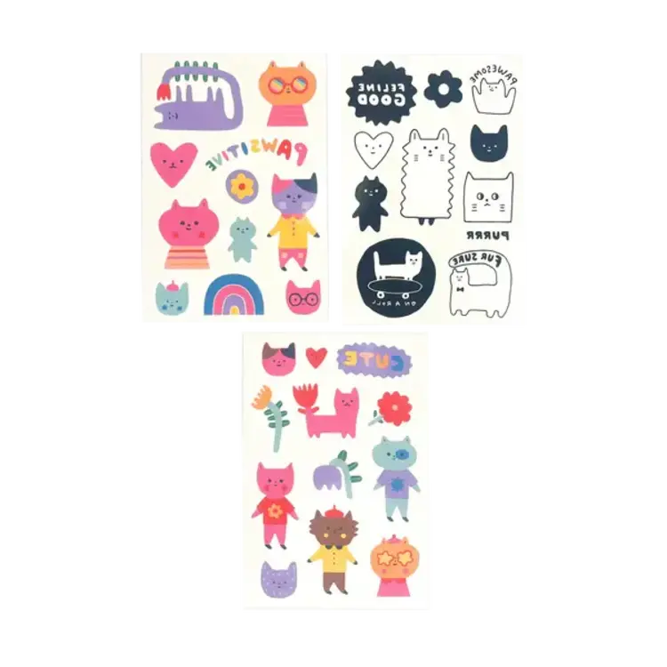 Ooly Ensemble de tatouages temporaires - Chats pawsitifs