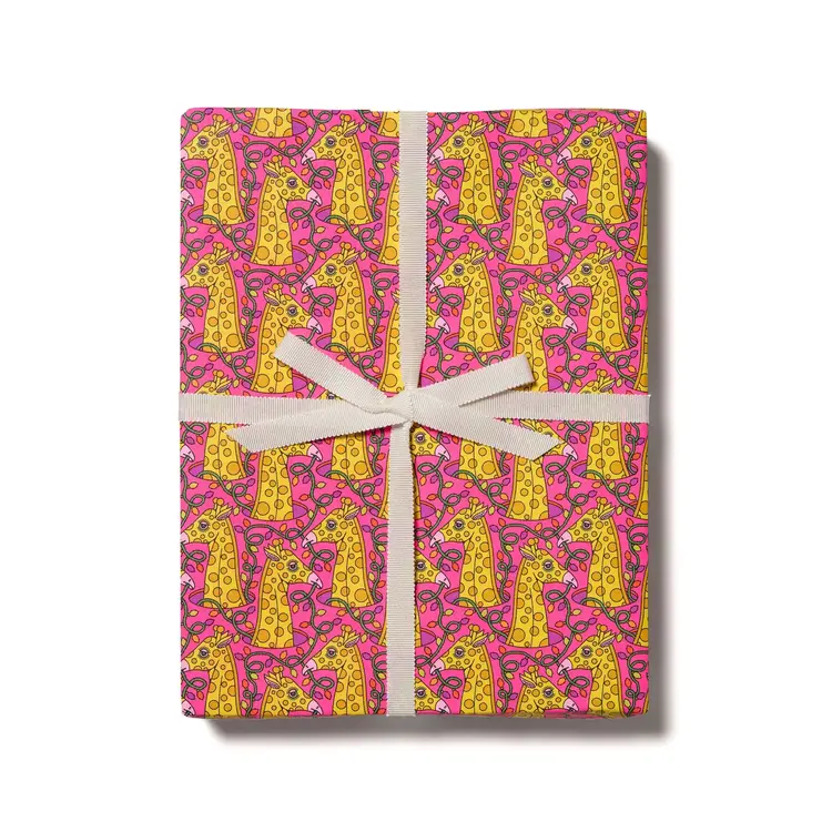 Red Cap Papier d'emballage - Girafe festive