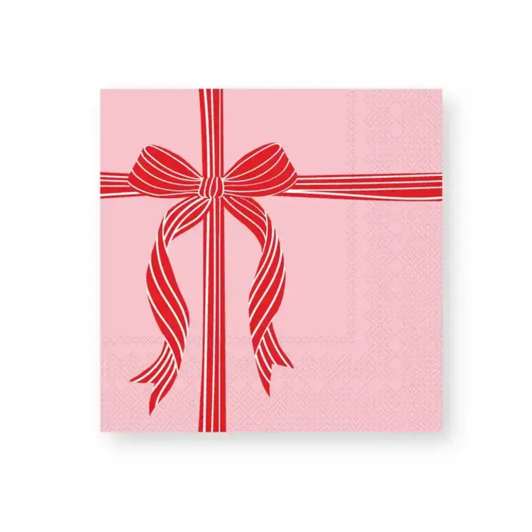 Bonjour Fête Grandes serviettes de table - Boucle de cadeau