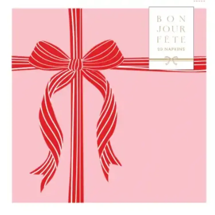 Bonjour Fête Grandes serviettes de table - Boucle de cadeau
