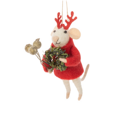 Silver Tree Ornement - Souris - Couronne de sapin