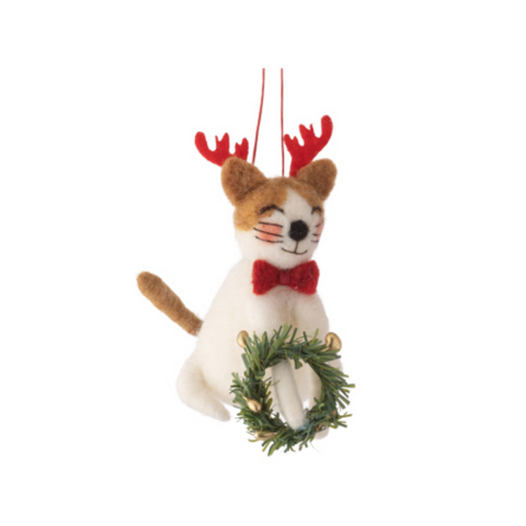 Silver Tree Ornement - Chat - Couronne de sapin