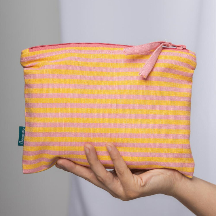 Tranquillo Pochette à cosmétique - Rayé rose & orange
