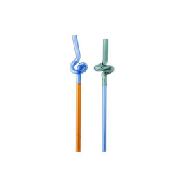 Tranquillo Ensemble de pailles en verre - Rainbow - Bleu