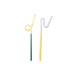 Tranquillo Ensemble de pailles en verre - Rainbow - Jaune