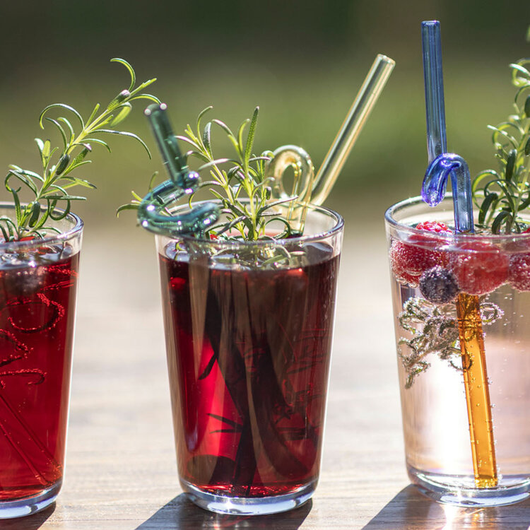 Tranquillo Ensemble de pailles en verre - Rainbow - Jaune