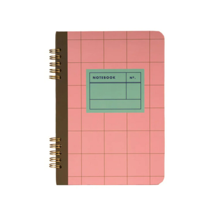 Kikkerland Carnet à reliure spirale - Rose  & Kaki