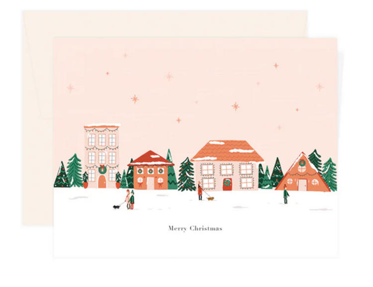 Paige &Willow Carte de souhaits - Village de Noël - Merry Christmas