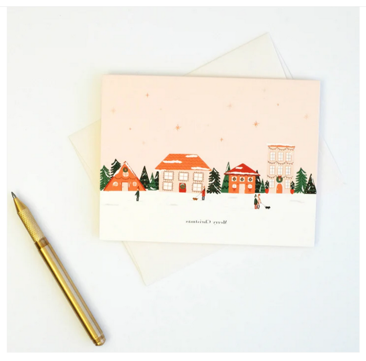 Paige &Willow Carte de souhaits - Village de Noël - Merry Christmas