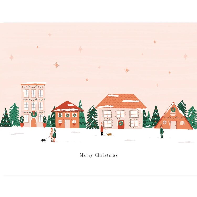 Paige &Willow Carte de souhaits -  Village de Noël - Joyeux Noël