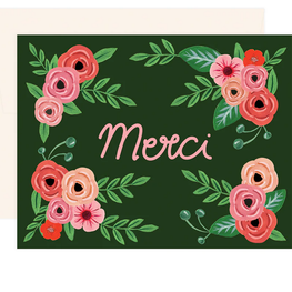 Paige &Willow Carte de souhaits -  Merci floral - Vert forêt