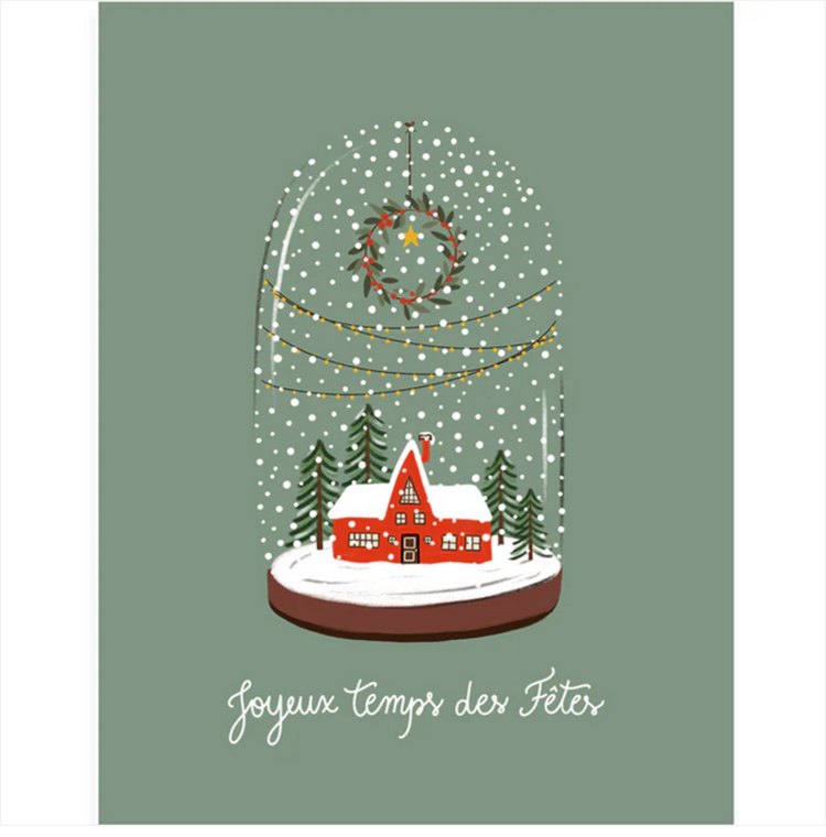 Paige &Willow Carte de souhaits - Globe de Noël - Joyeux temps des Fêtes