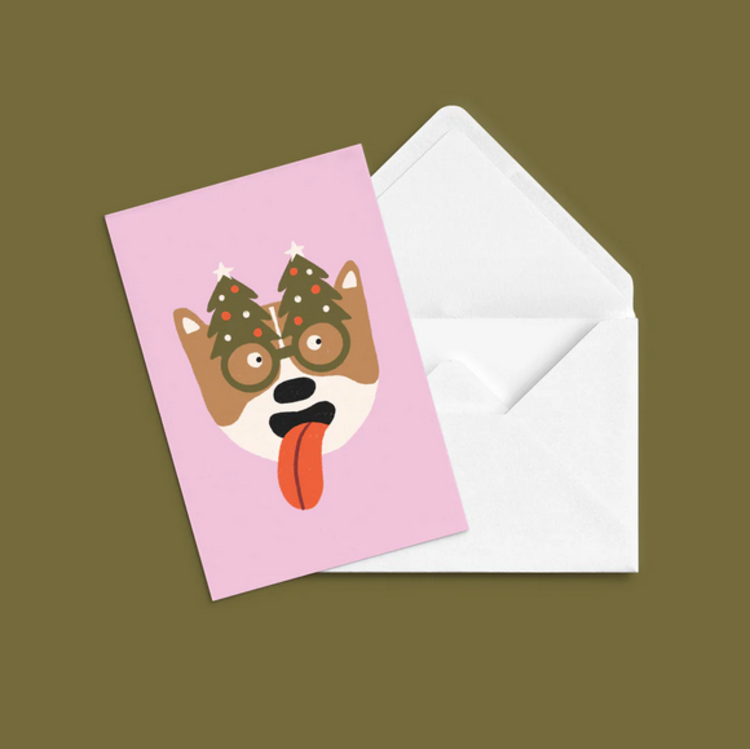 Anne-Julie Dudemaine Carte de souhaits -  Corgi festif